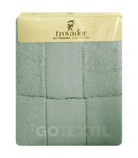 Juego de toallas TROVADOR 601 color VERDE con cenefa PANAMÁ para bordar Punto de Cruz Algodón GOTEXTIL