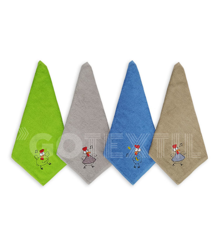 GOTEXTIL | PAÑOS COCINA BORDADOS CHICKENS FIOTEX PACK 4