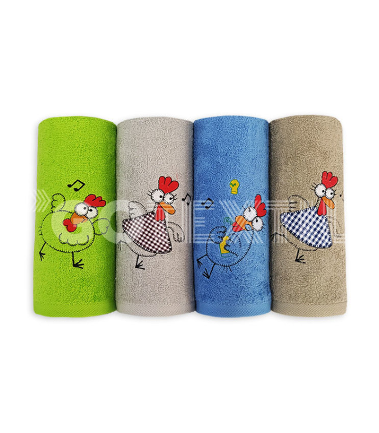 GOTEXTIL | PAÑOS COCINA BORDADOS CHICKENS FIOTEX PACK 4