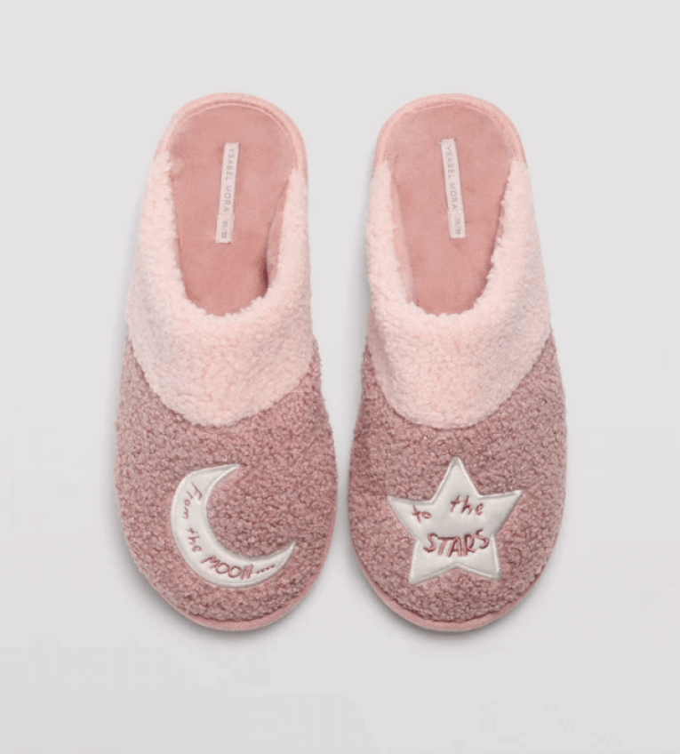 GOTEXTIL | ZAPATILLS DE CASA DIBUJO LUNA Y ESTRELLA ROSA YSABEL MORA 14132