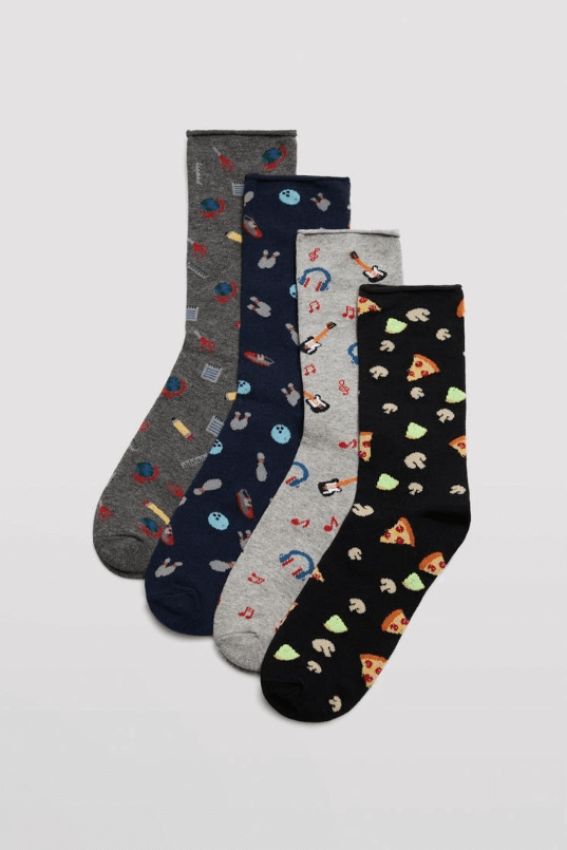 GOTEXTIL | PACK 4 CALCETINES SIN PUÑO DE HOMBRE ESTAMPADOS YSABEL MORA 