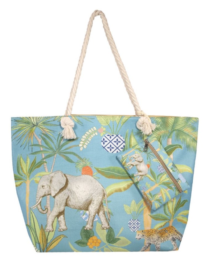 GOTEXTIL | BOLSO ESTAMPADO DE PLAYA CON MONEDERO SAFARI VINTAGE SUN&SURF