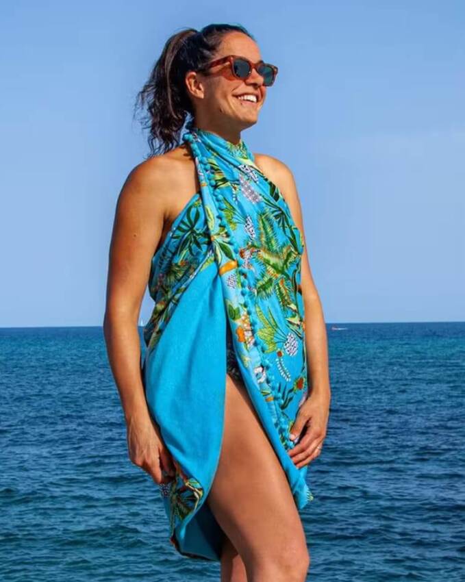 GOTEXTIL | PAREO PLAYA ESTAMPADO CON RIZO SAFARI VINTAGE SUN&SURF