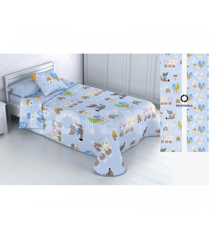 GOTEXTIL |  Colcha Bouti Infantil Reversible LOS TRES CERDITOS Home secret