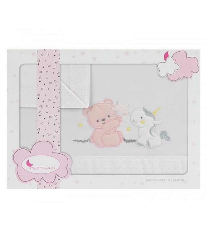 GOTEXTIL | Sabanas cuna 100% Algodón OSO UNICORNIO. Interbaby