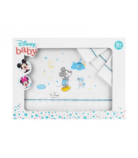 GOTEXTIL | Juego de Sabanas cuna MK003 MICKEY 100% Algodón DISNEY