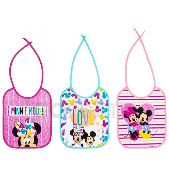 GOTEXTIL | Pack 3 Baberos Rizo MINNIE C20 INTERBABY