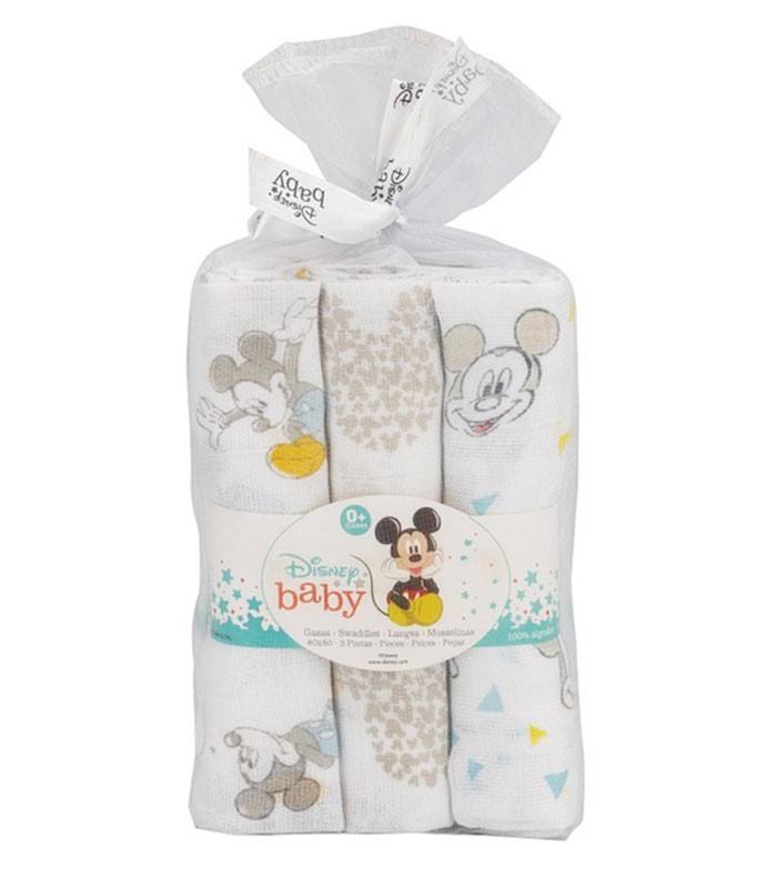 GOTEXTIL | Pack 3 Gasas Estampadas MICKEY MK018 80X80cm Disney INTERBABY