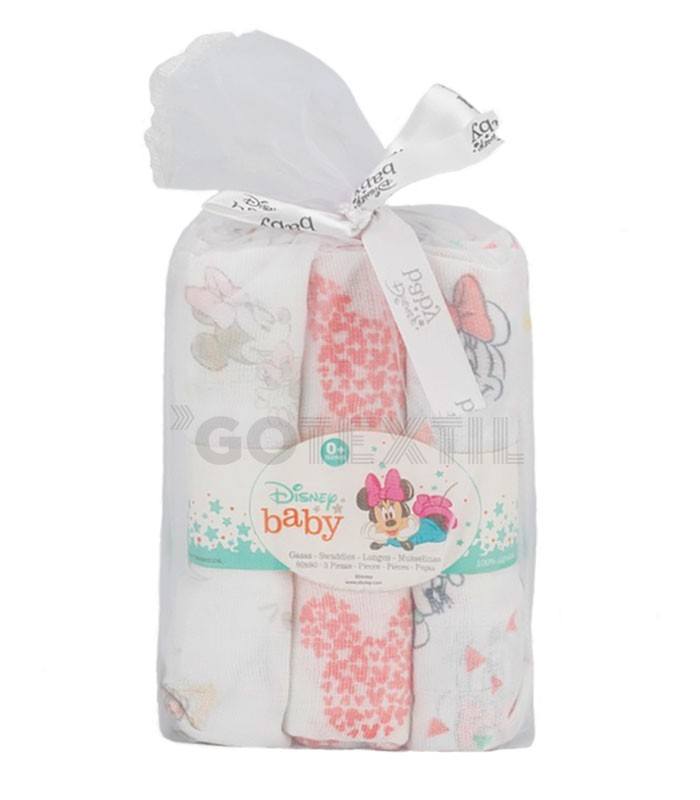 GOTEXTIL | Pack 3 Gasas Estampadas MINNIE MN018 80X80cm Disney INTERBABY