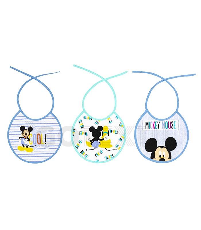 GOTEXTIL | Pack 3 Baberos Rizo MICKEY R20 INTERBABY