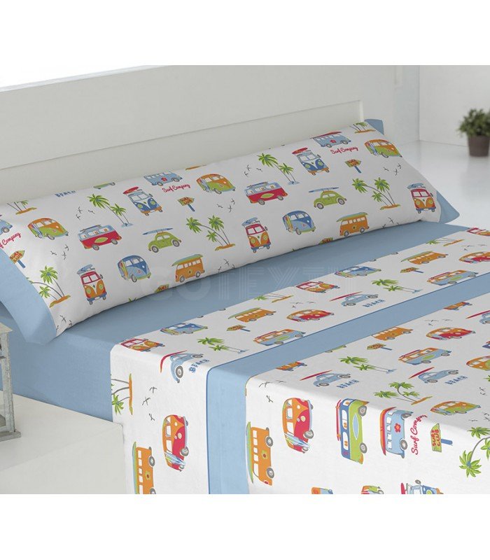 GOTEXTIL | Juego de Sábanas Infantil 7405 FURGONETAS GAMBERRITOS