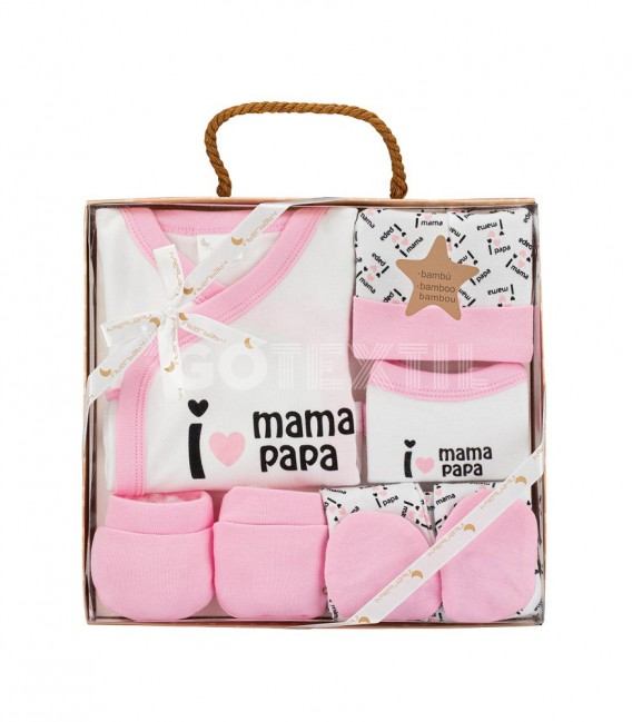 GOTEXTIL | Set Regalo 5 piezas 0-6 meses I LOVE MAMÁ PAPÁ Interbaby