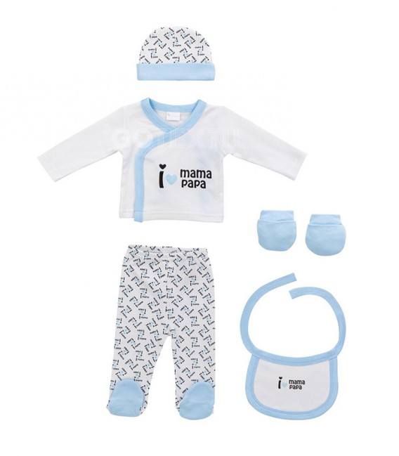 GOTEXTIL | Set Regalo 5 piezas 0-6 meses I LOVE MAMÁ PAPÁ Interbaby