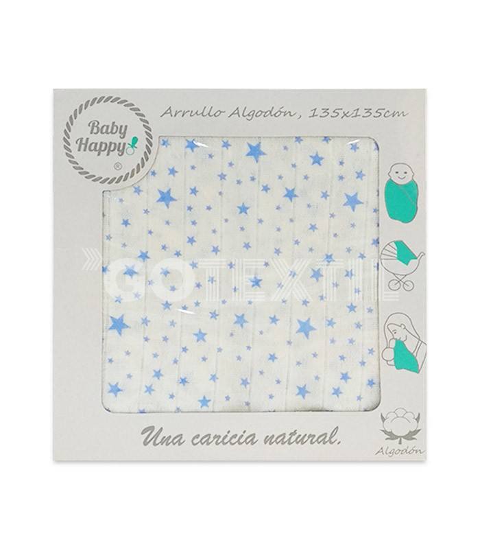 GOTEXTIL | Gasa Muselina bebé 21389 ESTRELLAS 135x135cm BABY HAPPY