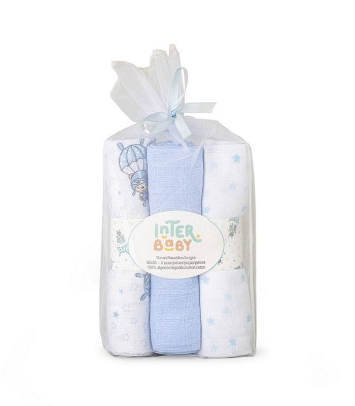 GOTEXTIL | INTERBABY Pack de 3 Gasas bebé Paracaidista 98971P