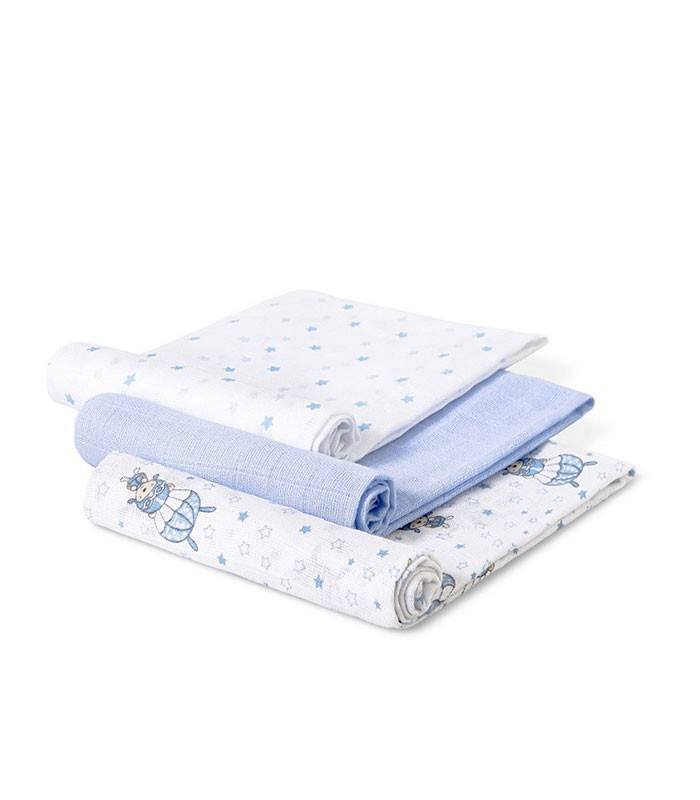 GOTEXTIL | INTERBABY Pack de 3 Gasas bebé Paracaidista 98971P