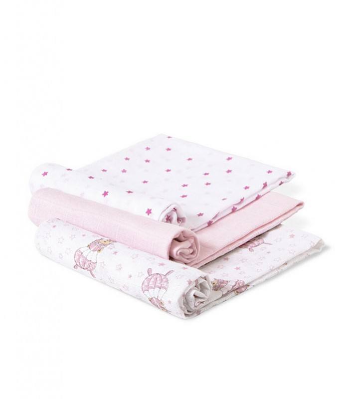 GOTEXTIL | INTERBABY Pack de 3 Gasas bebé Paracaidista 98971P