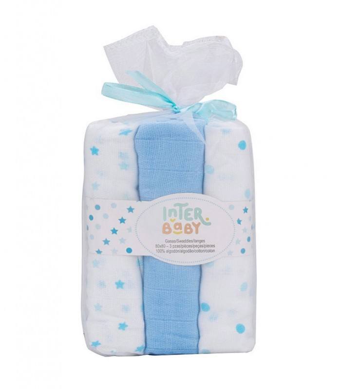 GOTEXTIL | INTERBABY 99980-1P Pack de 3 Gasas 80x80 cm