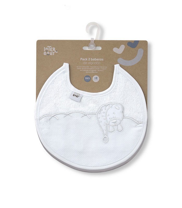 GOTEXTIL | Pack 2 Baberos Punto de Cruz INTERBABY R10 redondos