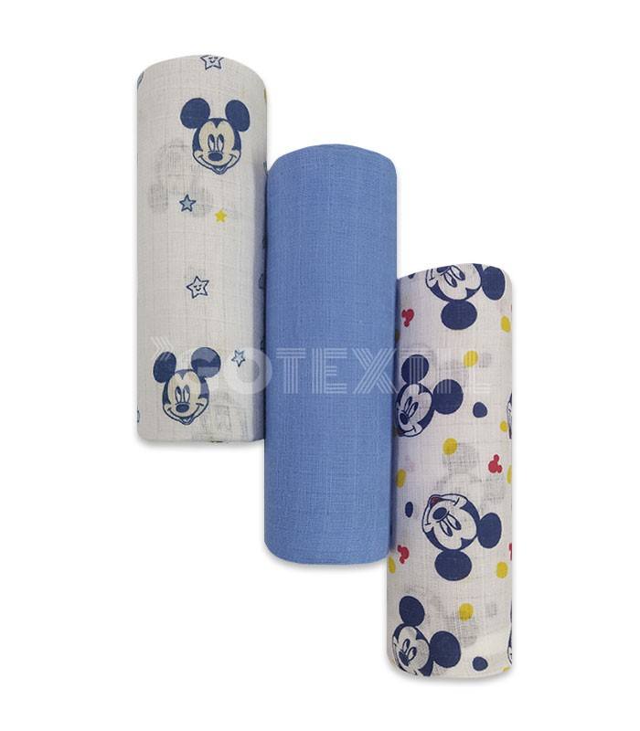 GOTEXTIL | Pack 3 Gasas Estampadas Mickey WX 6103