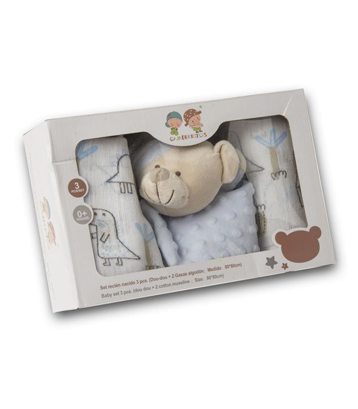 GOTEXTIL | Juego Infantil Doudou + 2 Gasas 10670. GAMBERRITOS