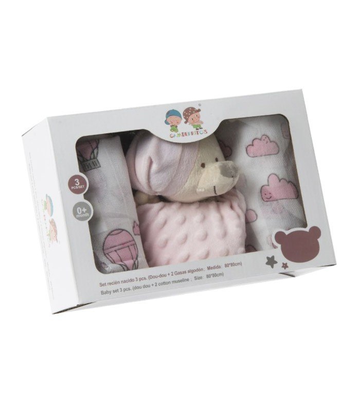 GOTEXTIL | Juego Infantil Doudou + 2 Gasas 10670. GAMBERRITOS