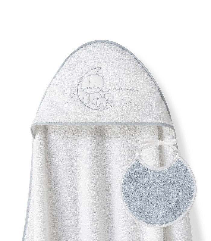 GOTEXTIL | Capa de baño bebé SWEET MOON + Babero. Interbaby