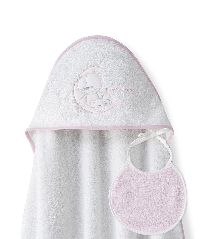 GOTEXTIL | Capa de baño bebé SWEET MOON + Babero. Interbaby