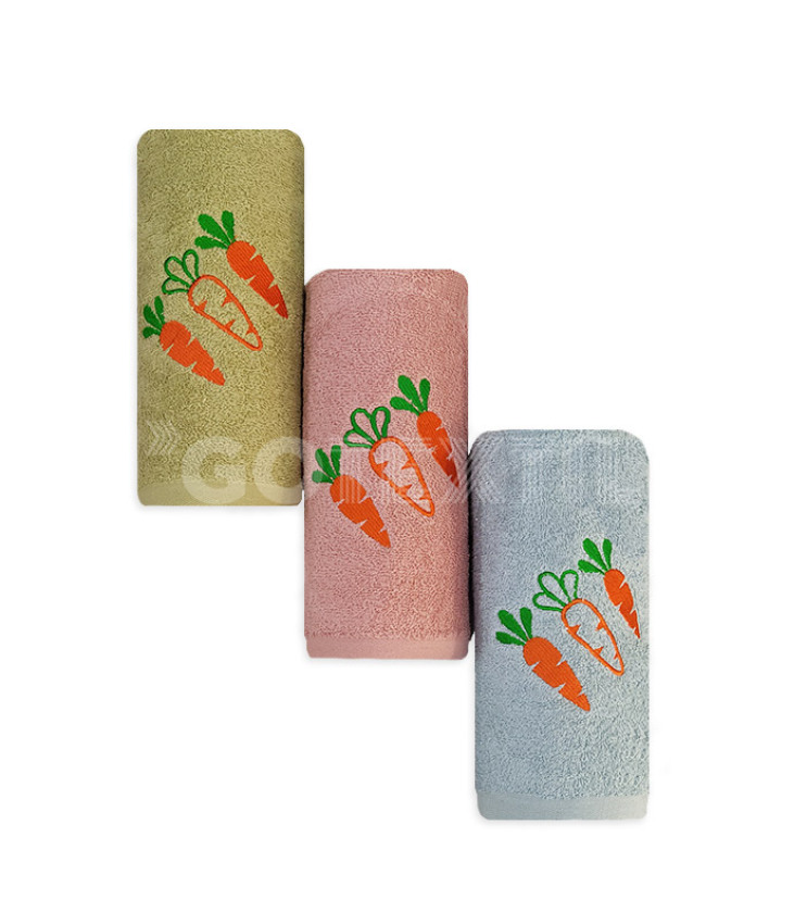 GOTEXTIL | TROVADOR | Paños Cocina Bordados CAROTTES 249 Pack 3 Unidades