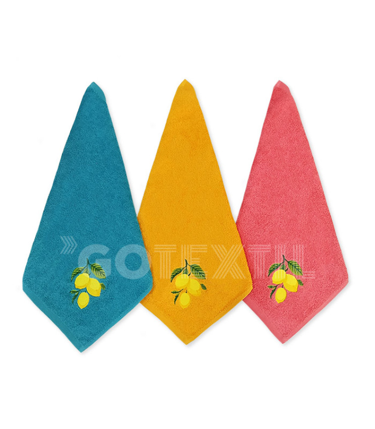 GOTEXTIL | TROVADOR | Paños Cocina Bordados LEMONS 254 Pack 3 Unidades