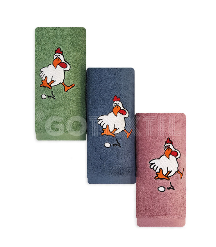 GOTEXTIL | TROVADOR | Paños Cocina Bordados GALLINA 257 Pack 3 Unidades